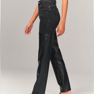 Abercrombie mixed fabric black jean
